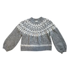 Silverflint Women Wool Blend Fair Isle Balloon Sleeve Crewneck Sweater Size Med